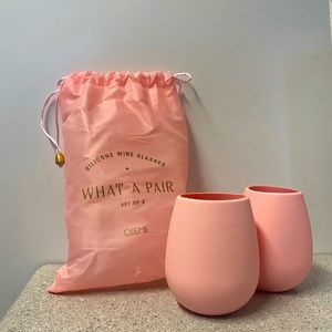 Odeme What a Pair Silicone Wine Glasses in Rosé